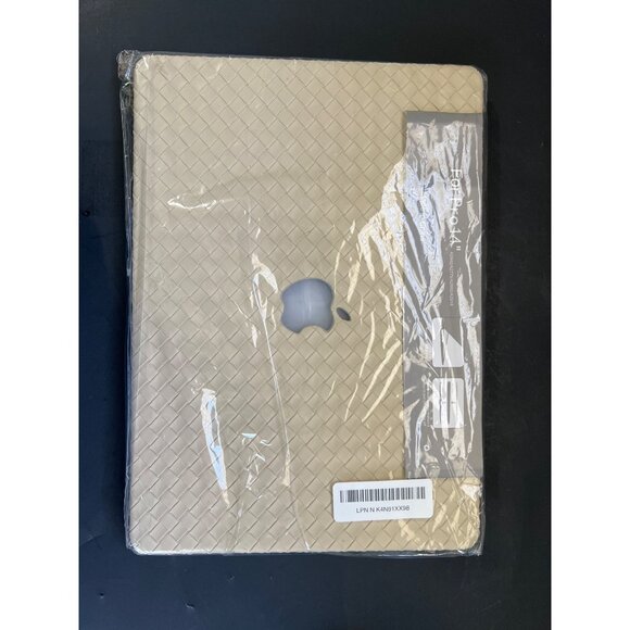 Woven Pattern MacBook Pro 14" Hard Shell Case Beige Durable Plastic Ventilation - Picture 2 of 6